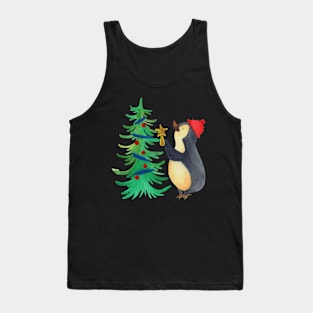 Funny Cute Merry Christmas Tree Penguin Costume Holiday Tank Top